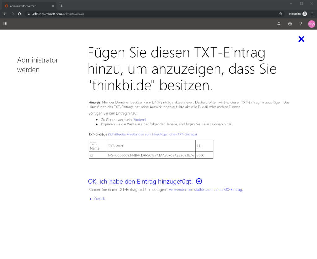 TXT-Eintrag