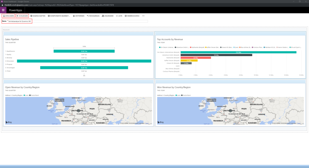 Dynamics 365 Dashboard speichern