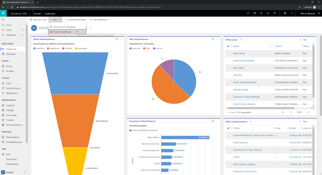 Neu Power BI Dashboard