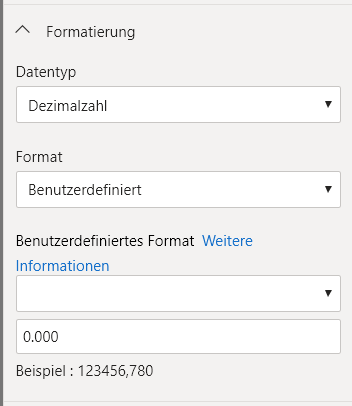 benutzerdefiniertes Format drei Dezimalstellen