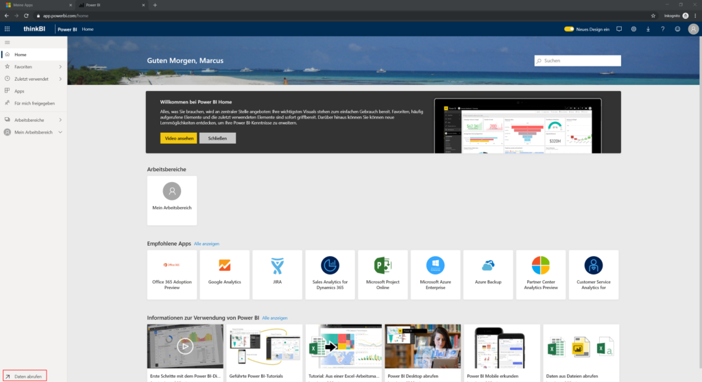 Power BI Service Daten abrufen