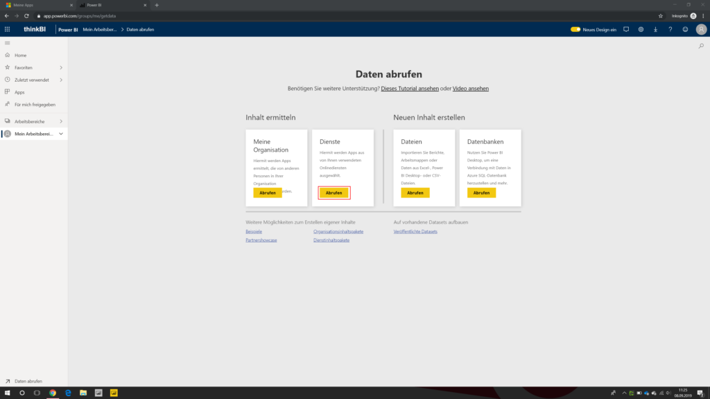 Power BI Service Daten aus Dienste abrufen