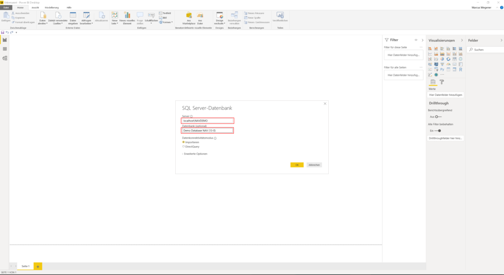 Power Query Verbindungsdialog