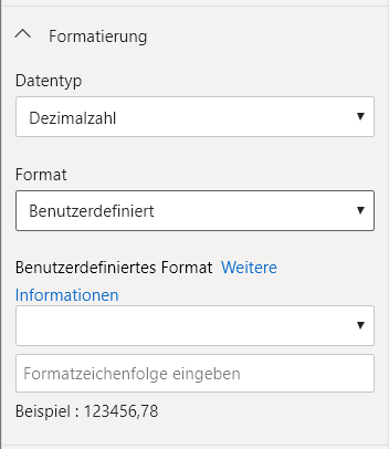 leeres benutzerdefiniertes Format