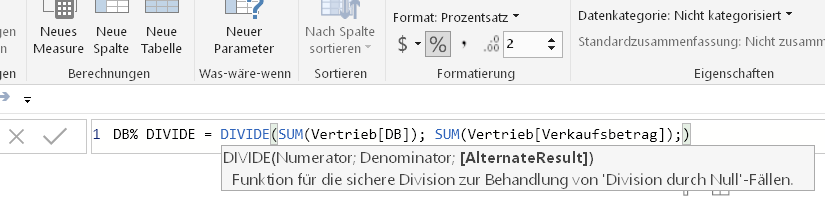 Sichere Division mit der (DAX) DIVIDE-Funktion