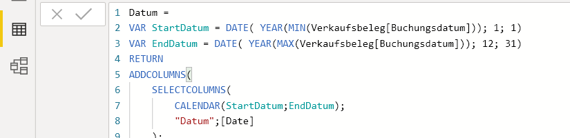 Erstellen einer einfachen Datumstabelle in DAX