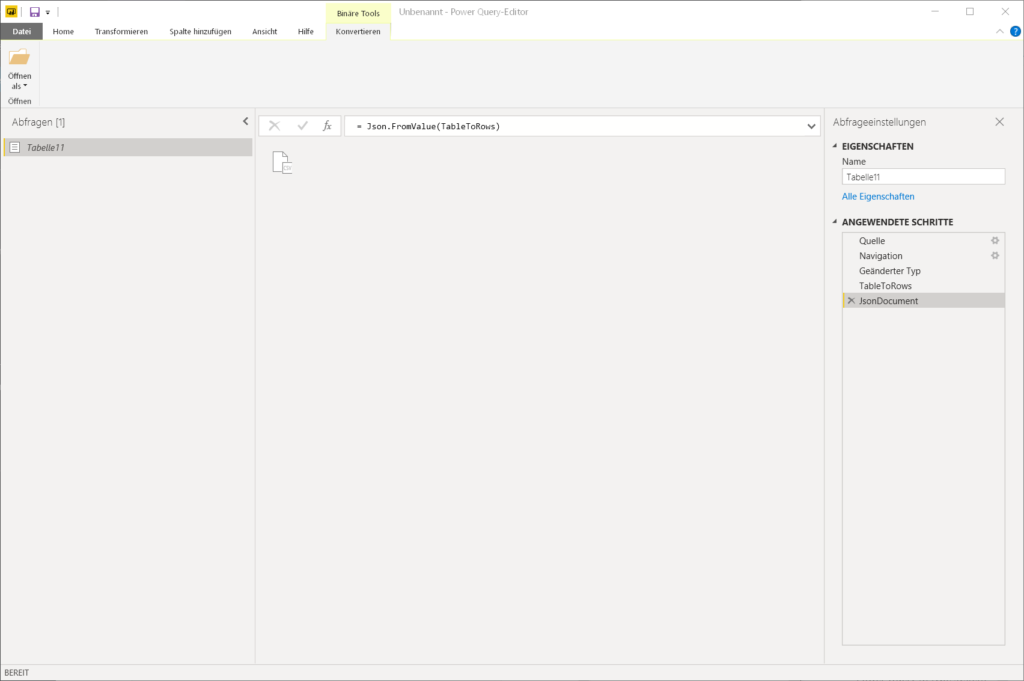Power Query Json.FromValue für Base64-String Konvertierung
