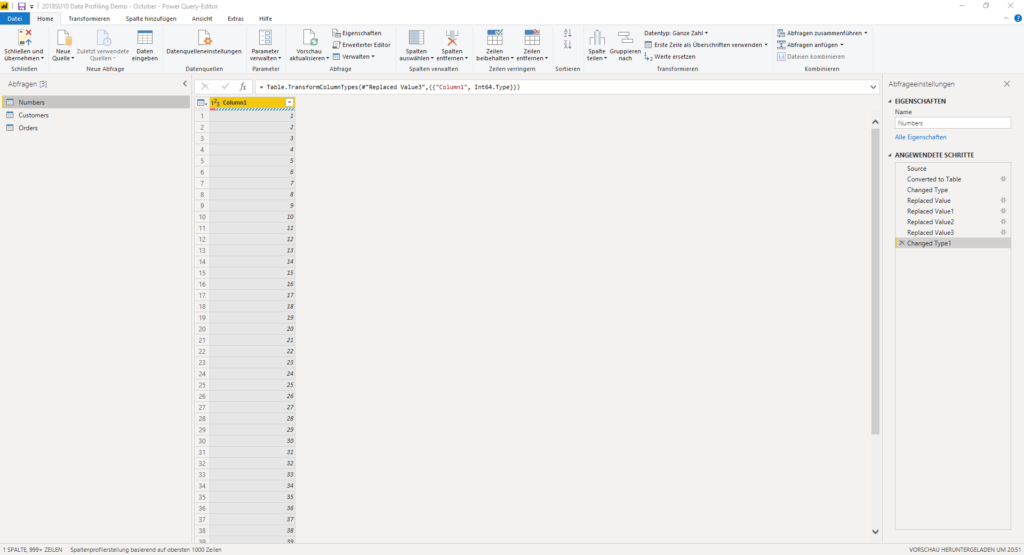 Datenqualitätsleiste in Power Query