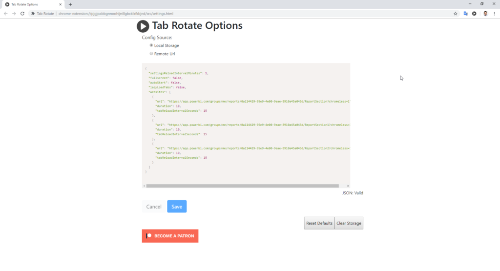Konfiguration Tab Rotate