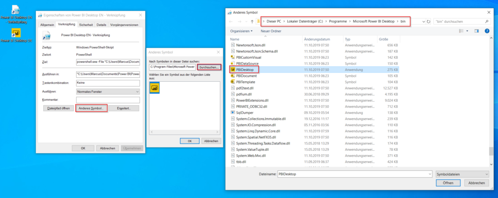 change shortcut icon