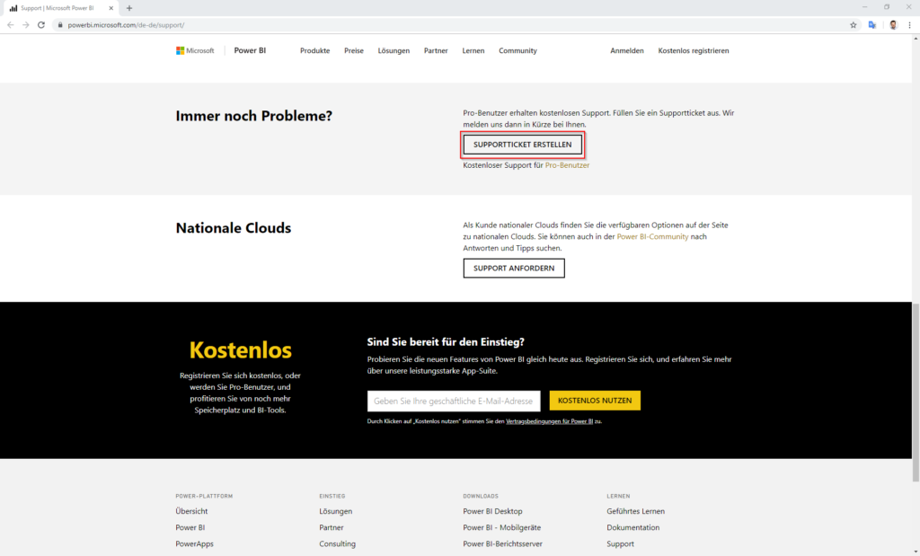 Supportticket erstellen