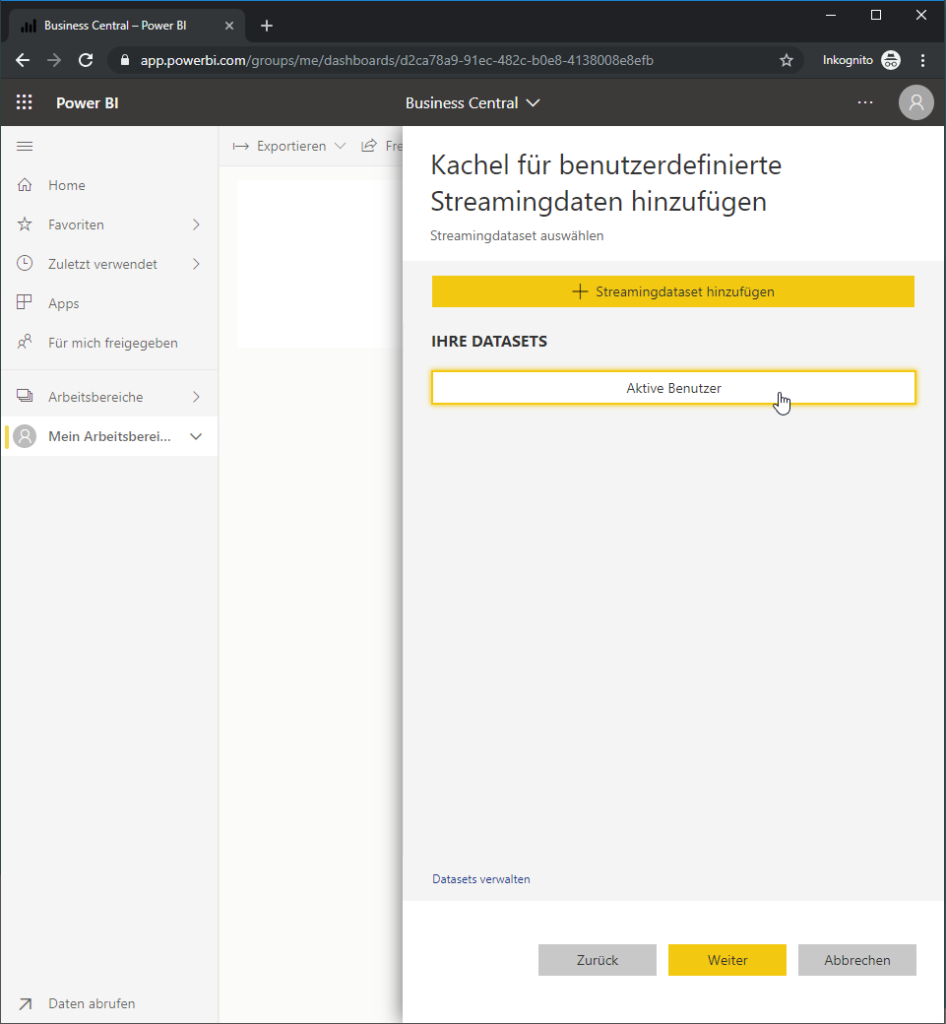Streamingdataset auswählen