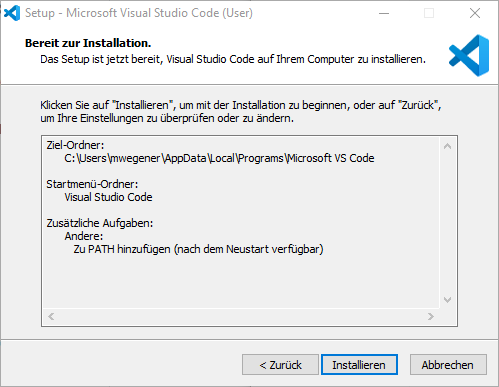 Visual Studio Code Installieren
