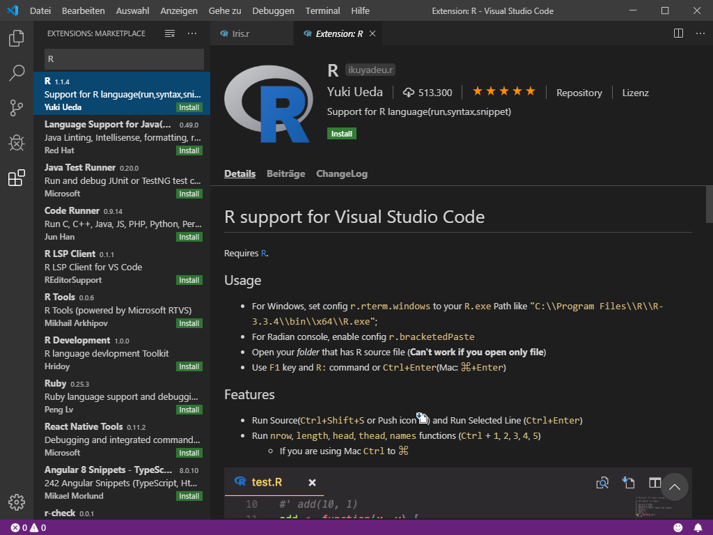 R mit Microsoft R Open und Visual Studio Code - thinkBI