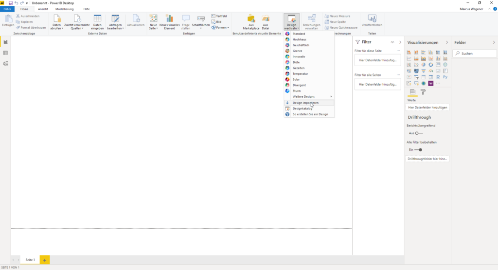 Power BI Desktop Design importieren