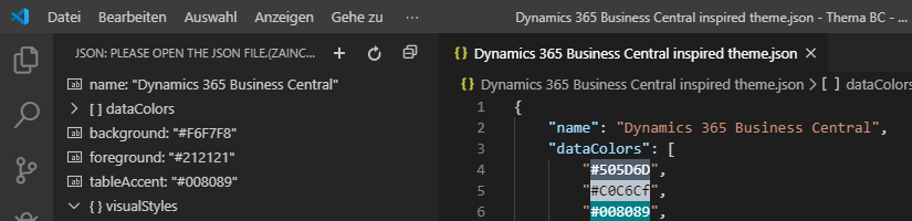Creation of an own Power BI report theme