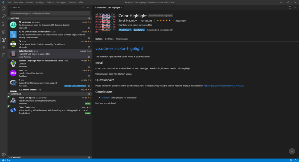 VSCode Color Highlight Extension
