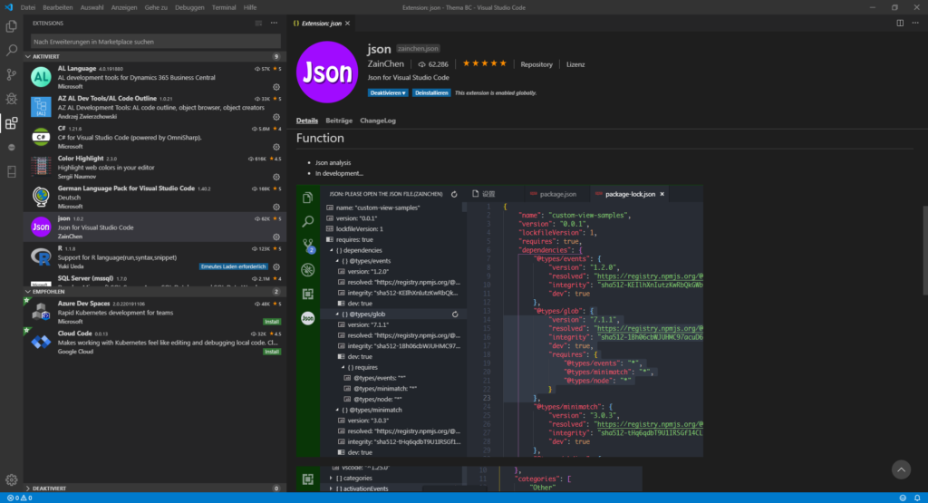 VSCode JSON Extension