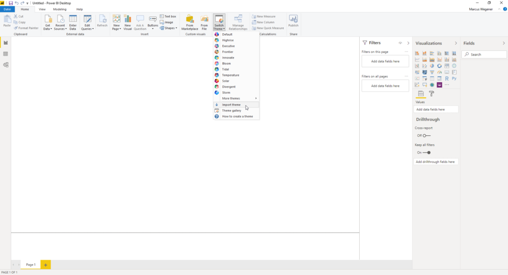 Power BI Desktop import theme