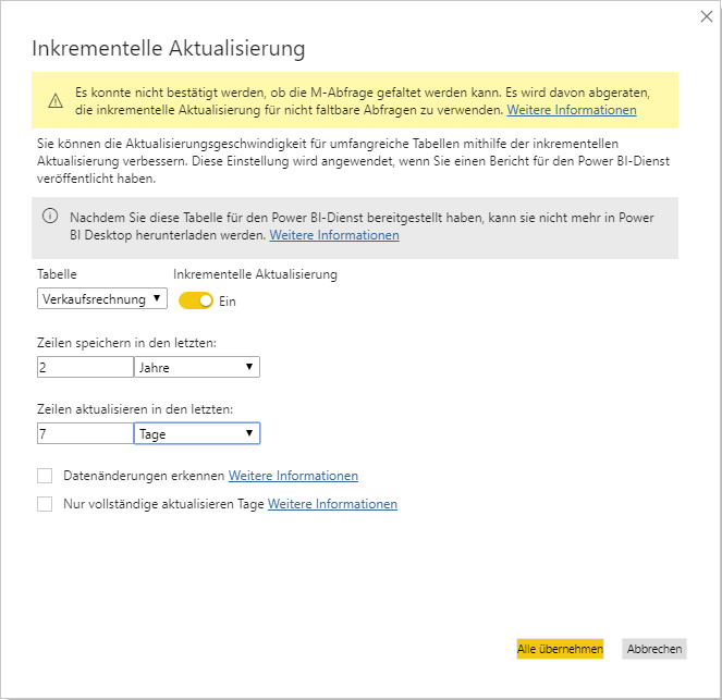 Inkrementelle Aktualisierung Dialog