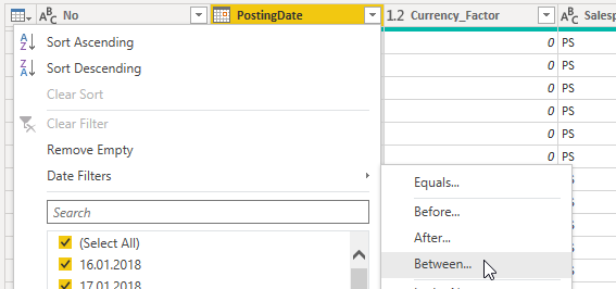 Date Filters Between for Subquery