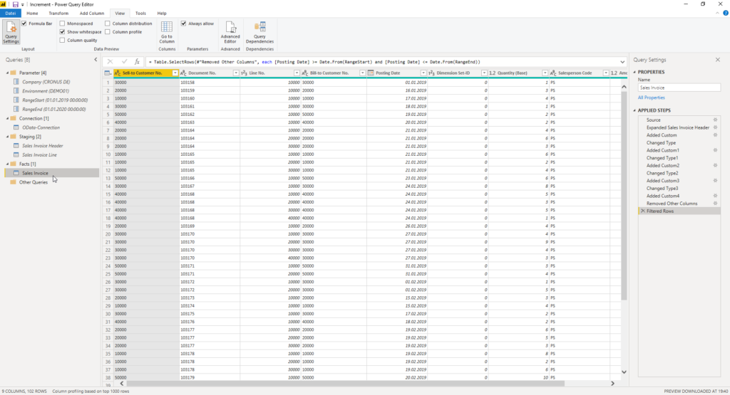 combined query filter for incremental refresh
