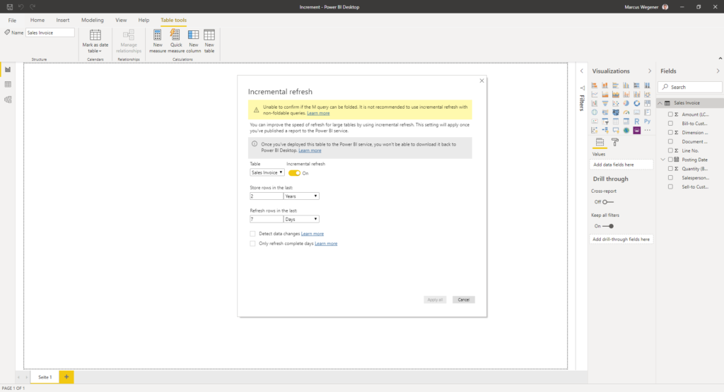 set up incremental refresh