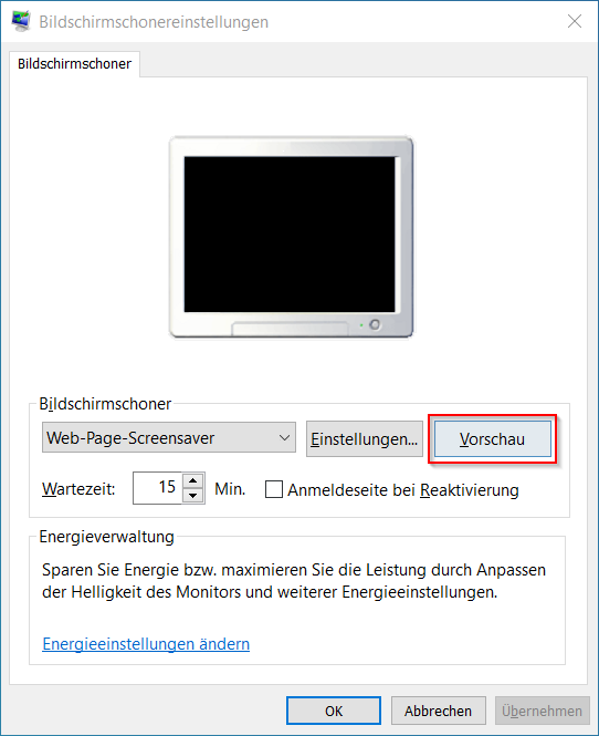 Bildschirmschoner Vorschau