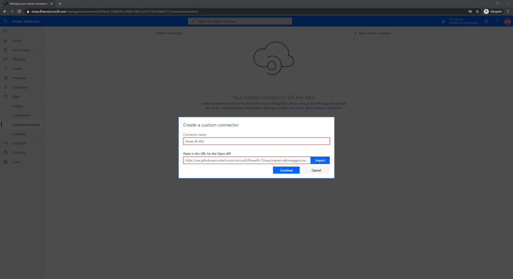 Import Power BI API swagger file from URL