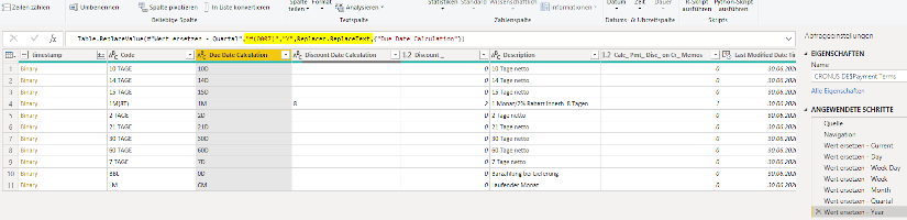 Business Central DateFormula mit Power Query vom MS SQL Server auslesen