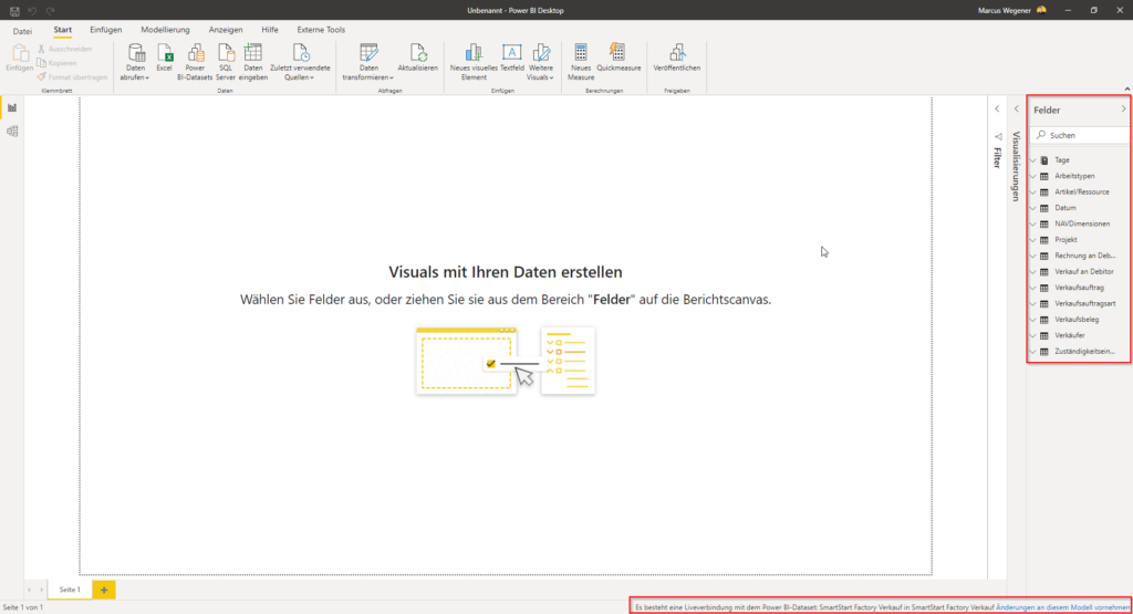 Liveverbindung zum Dataset