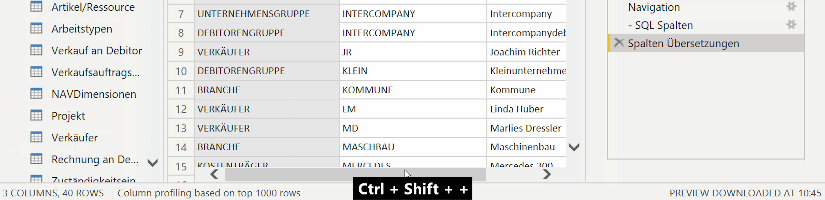 Zoom im Power Query Editor