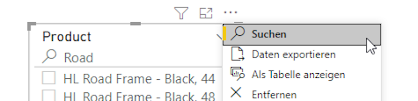 Suchzeile in Power BI Datenschnitt
