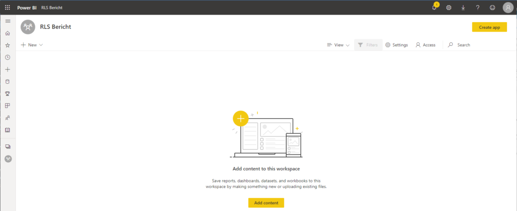 Workspace in Power BI service with missing (hidden) report.