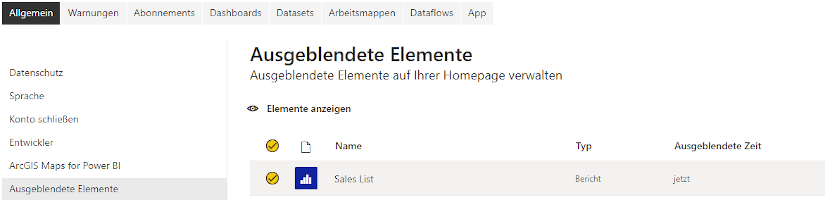 Fehlende (versteckte) Berichte im Power BI Service