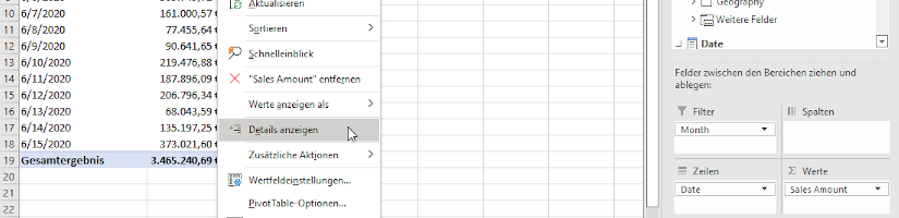 Excel Pivot „Details anzeigen“ mit Power BI Measures nutzen