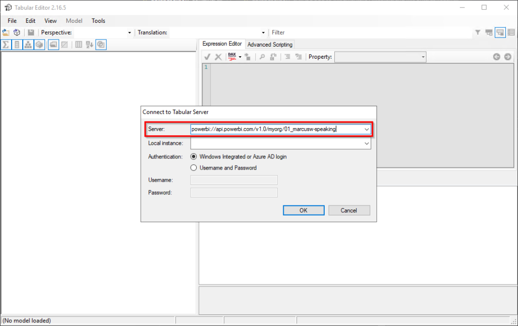 Tabular Editor XMLA-Endpunkt
