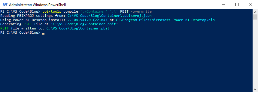 pbi-tools compile