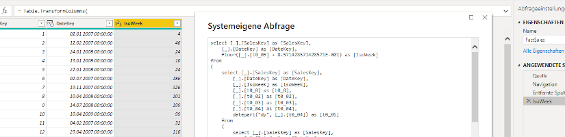 Calculate ISO 8601 Calendar Week in Power Query with SQL Query Folding