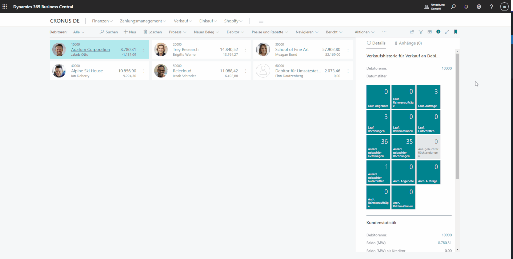 Aktivierung der Power BI Bericht FactBox in Business Central Listen über Personalisieren