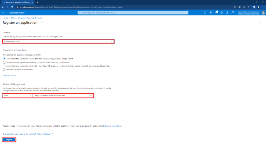 Register an application at Azure Active Directory