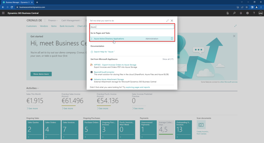 Dynamics 365 Business Central - Azure Active Directory Applications
