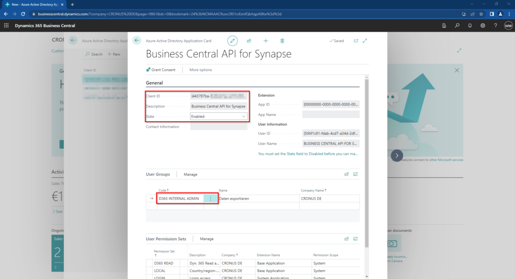 Dynamics 365 Business Central - Azure Active Directory Applications - Setup