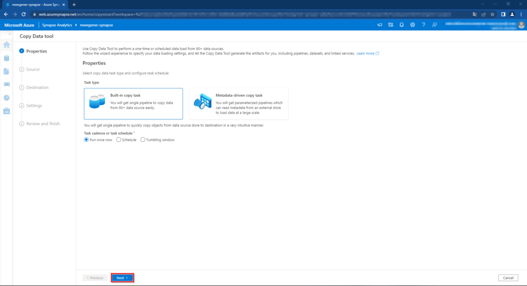 Synapse Pipelines - Bulid-in copy task