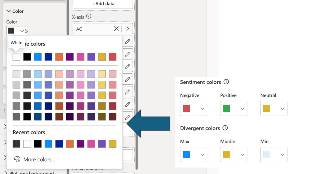 Power BI: Color picker vs. sentiment/divergent from the theme (mockup)