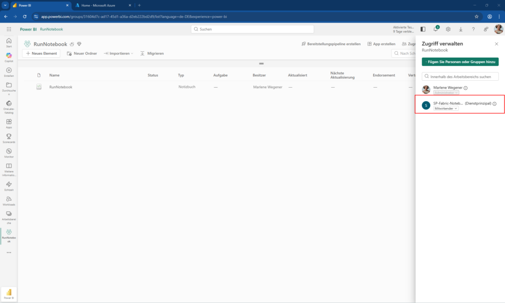 Fabric Workspace – Zugriff verwalten