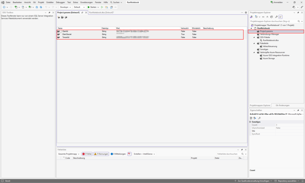 SSIS Projektparameter