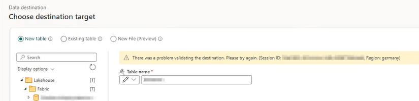 Dataflow Gen2: „There was a problem validating the destination“ – erst einmal das Data Gateway prüfen